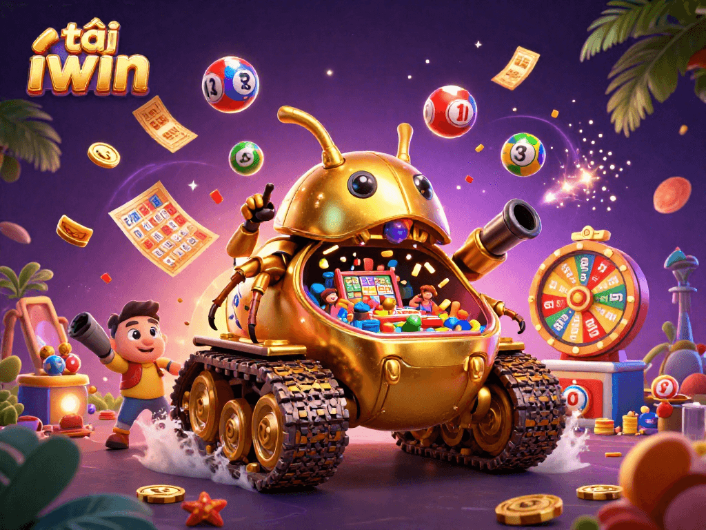Engage in thrilling gameplay with tải iwin amidst a colorful neon-lit casino fantasy.