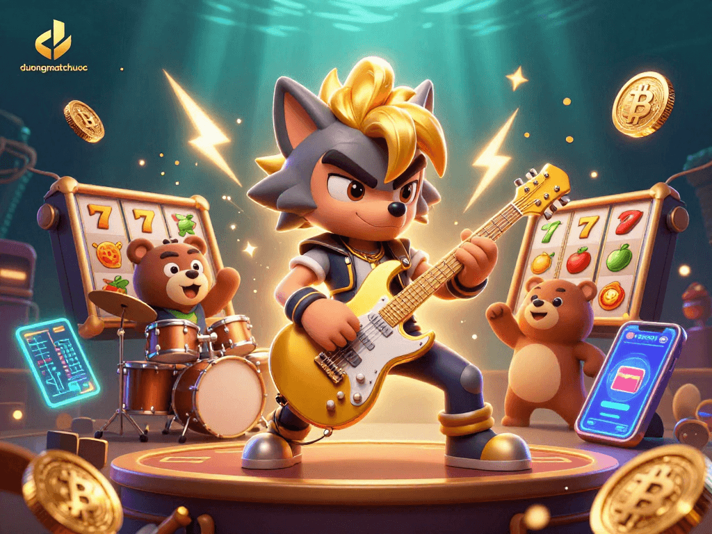 Engage in duongmatchuoc, showcasing vibrant slot elements with charismatic characters on a dynamic casino stage.