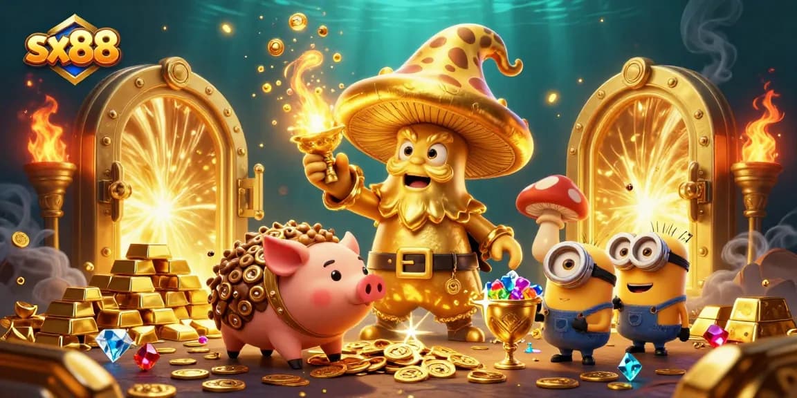 SX88 players unleash gold rewards through a magical gaming experience with vibrant treasures.