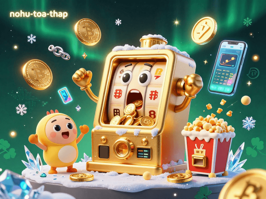 Experience the excitement of nohu-toa-thap as the golden slot machine celebrates its jackpot with cheering baby slots.
