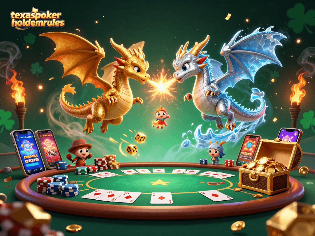 Experience thrilling strategy with texaspokerholdemrules as dragons soar amidst chips and royal flushes.