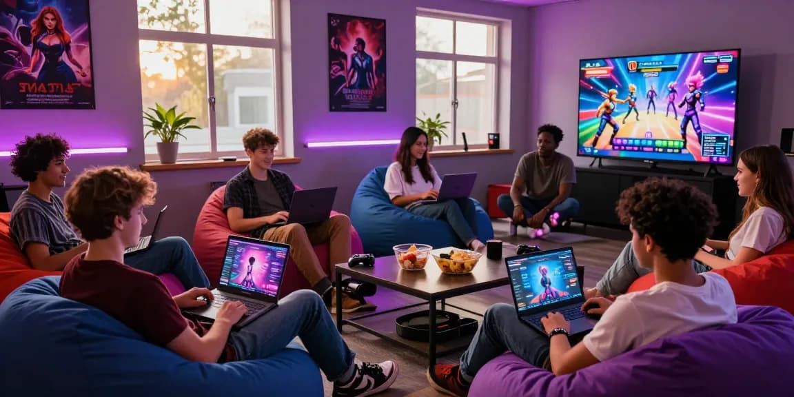 Friends enjoying engaging sexgames in a vibrant gaming lounge
