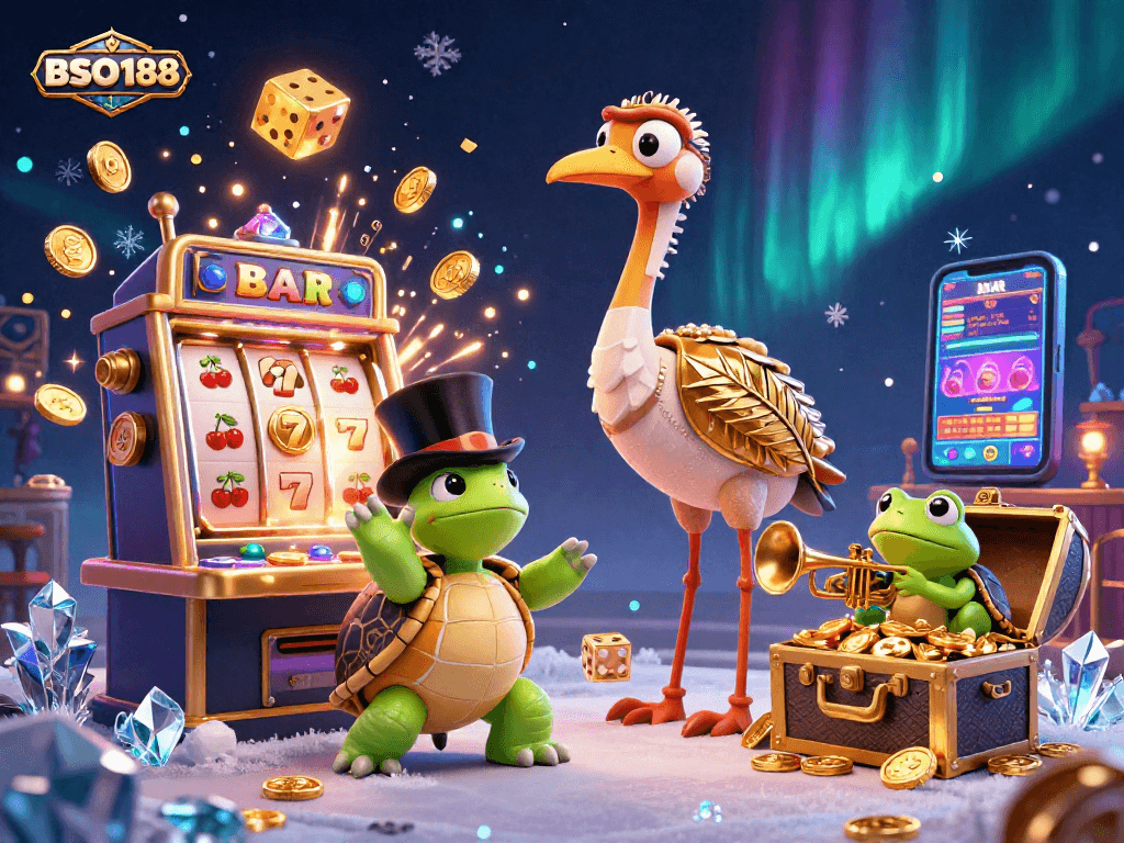 Engage in thrilling gameplay at BSO188 with vibrant 3D casino illustrations bringing slots and jackpots to life.
