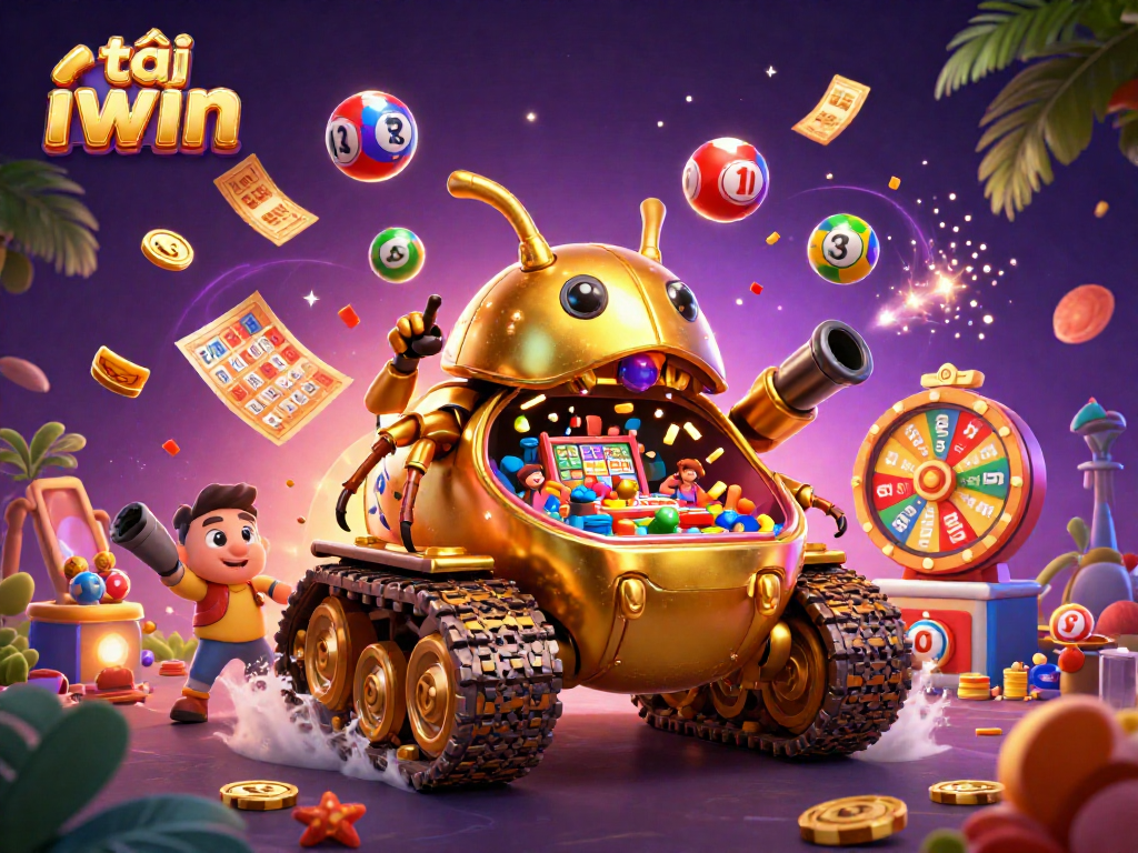 Engage in thrilling gameplay with tải iwin amidst a colorful neon-lit casino fantasy.