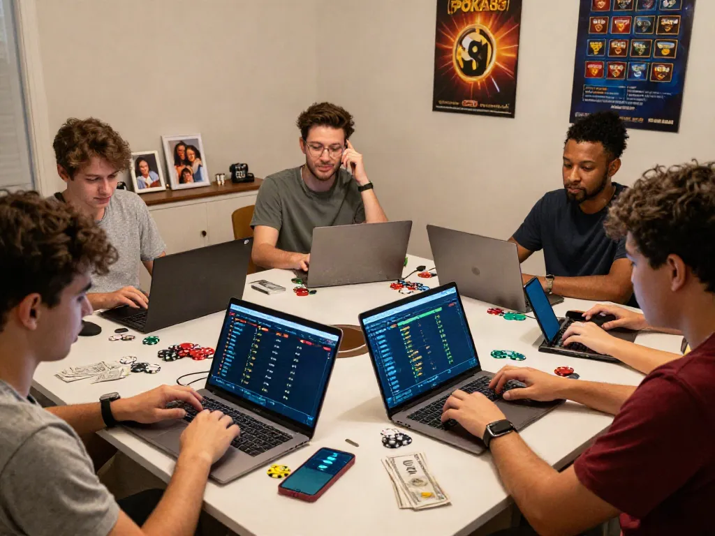 Players enjoying the POKA88 link login for thrilling Toto Macau betting experience at home.
