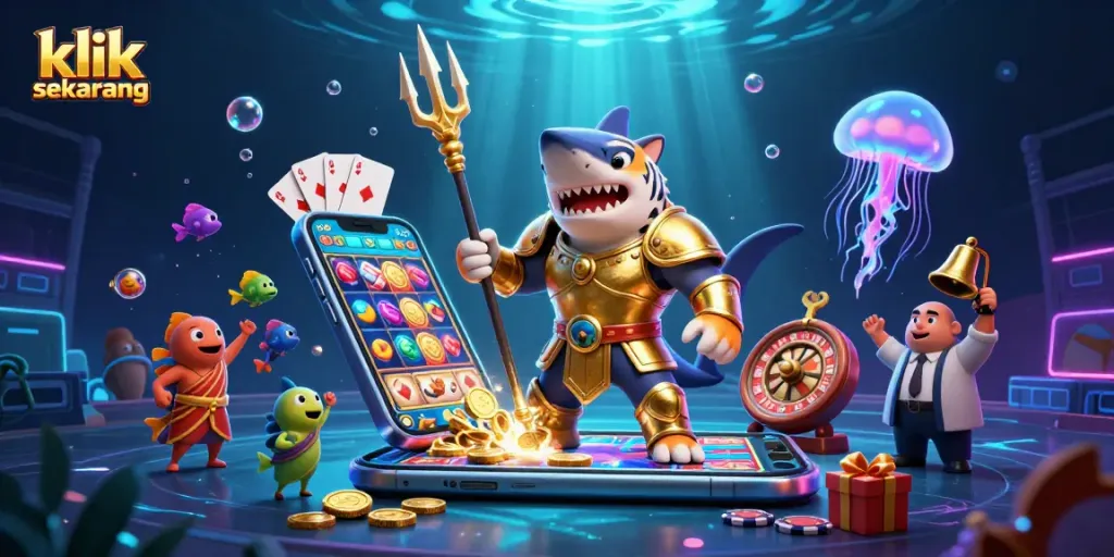 klik sekarang untuk merasakan pengalaman perjudian yang mendebarkan dengan slot game dan karakter unik di ilustrasi.