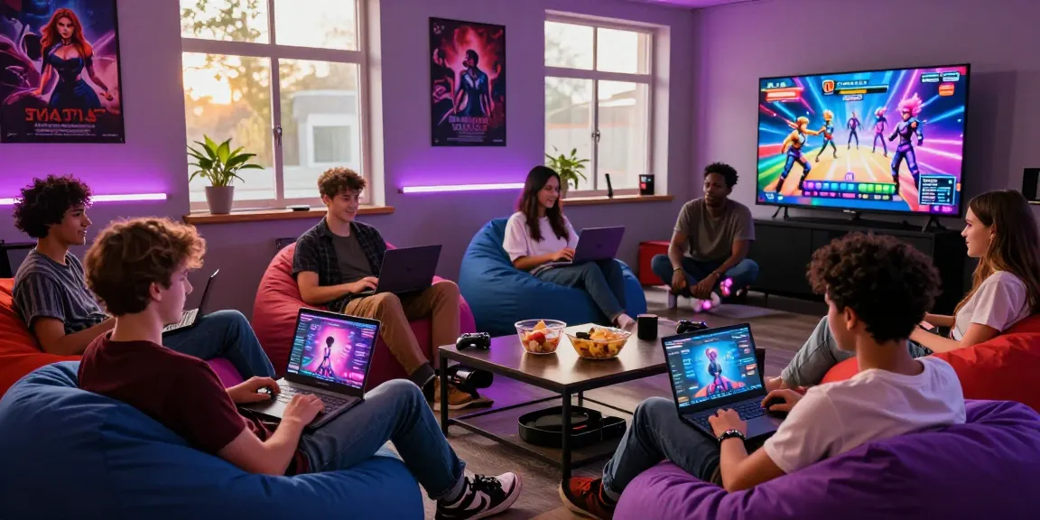 Friends enjoying engaging sexgames in a vibrant gaming lounge