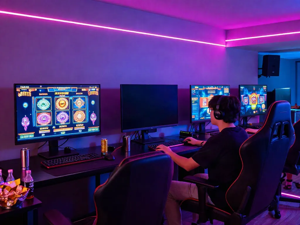 Exciting gaming experience with luxury12 online slots on a large screen.