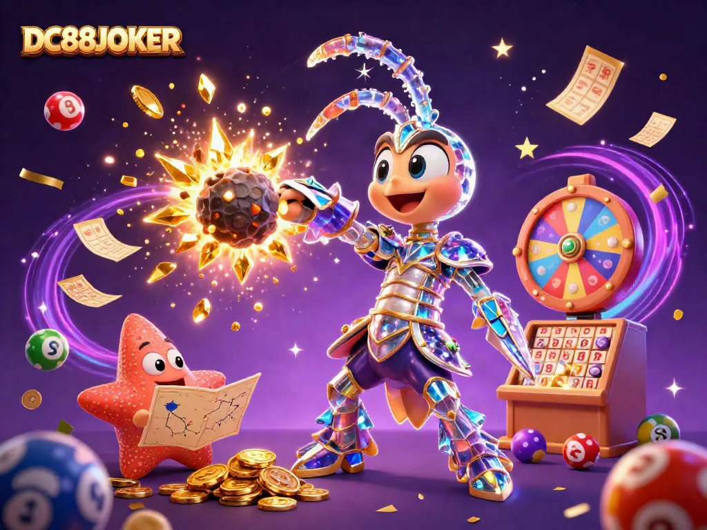 Experience the thrill of DC88JOKER with a dynamic scene featuring colorful lottery elements