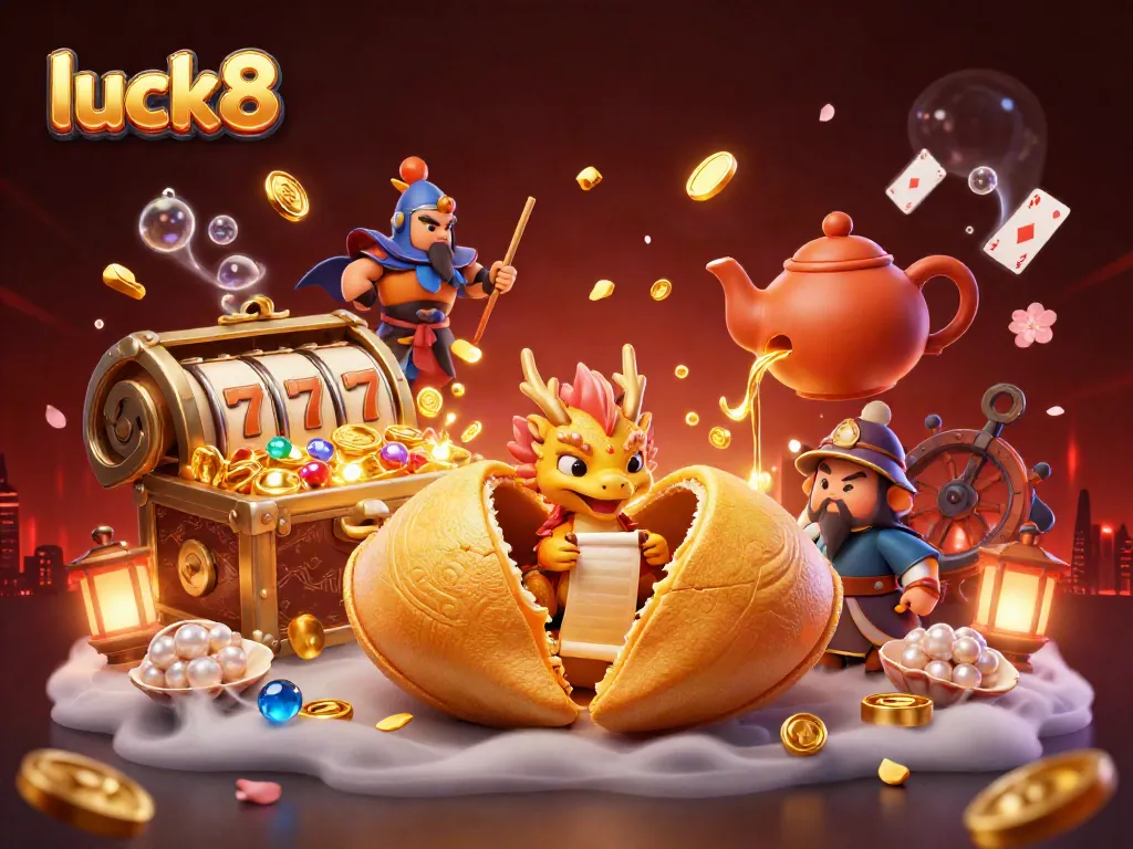 Engage with luck8 as the golden fortune cookie reveals secrets surrounded by casino treasures.