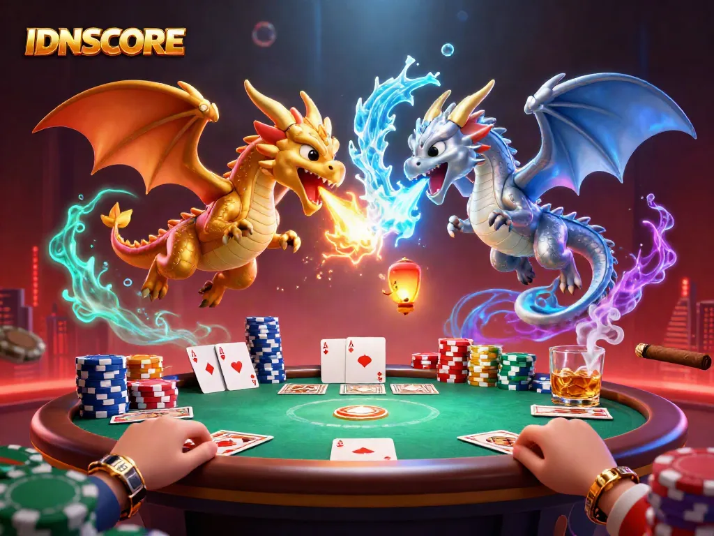 IDNSCORE elevates the excitement of poker with dynamic dragon battles and vibrant casino elements.