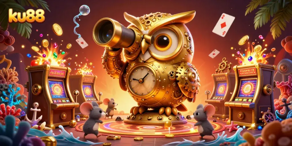 Engage with ku88’s vibrant casino experience, featuring gold coins and lively game elements.
