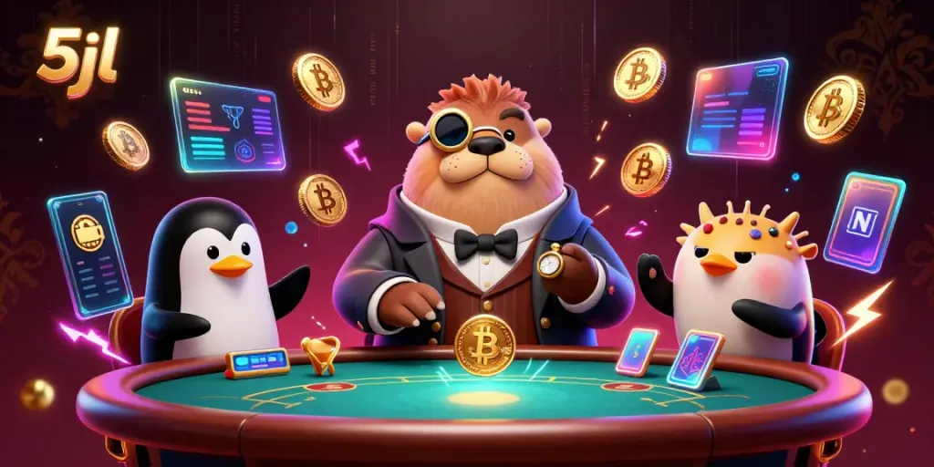 Experience thrilling poker action with 5jl's vibrant underwater casino scene featuring animated characters.