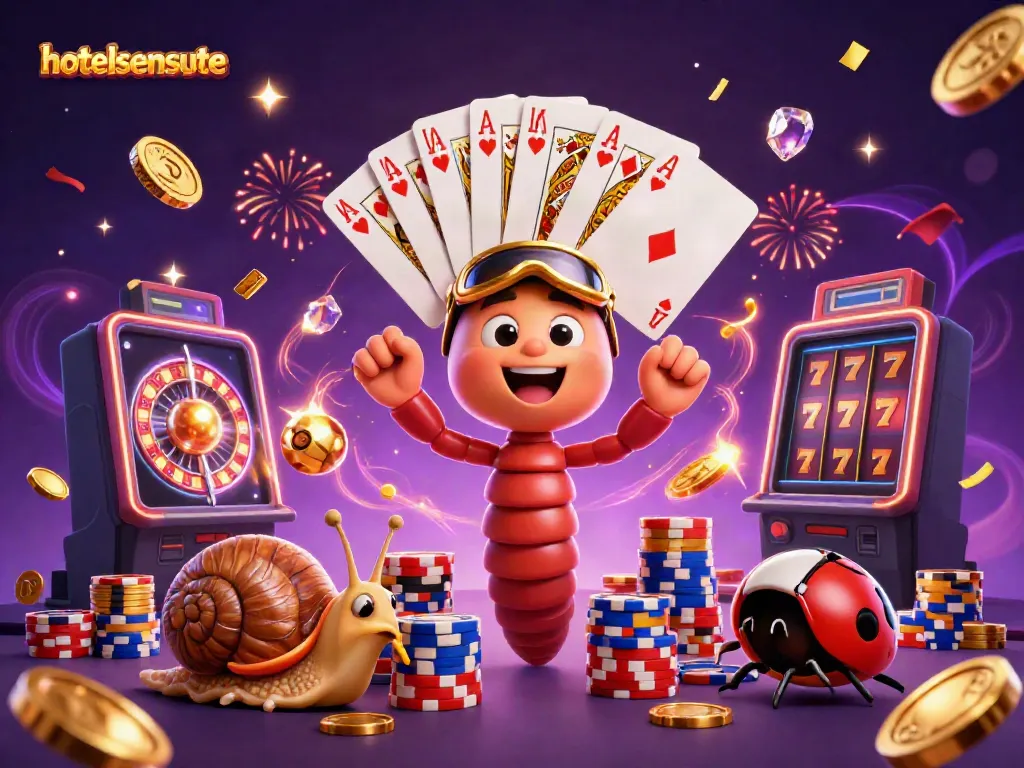 Experience thrilling games at hotelsensunte with vibrant casino characters amidst dazzling elements.