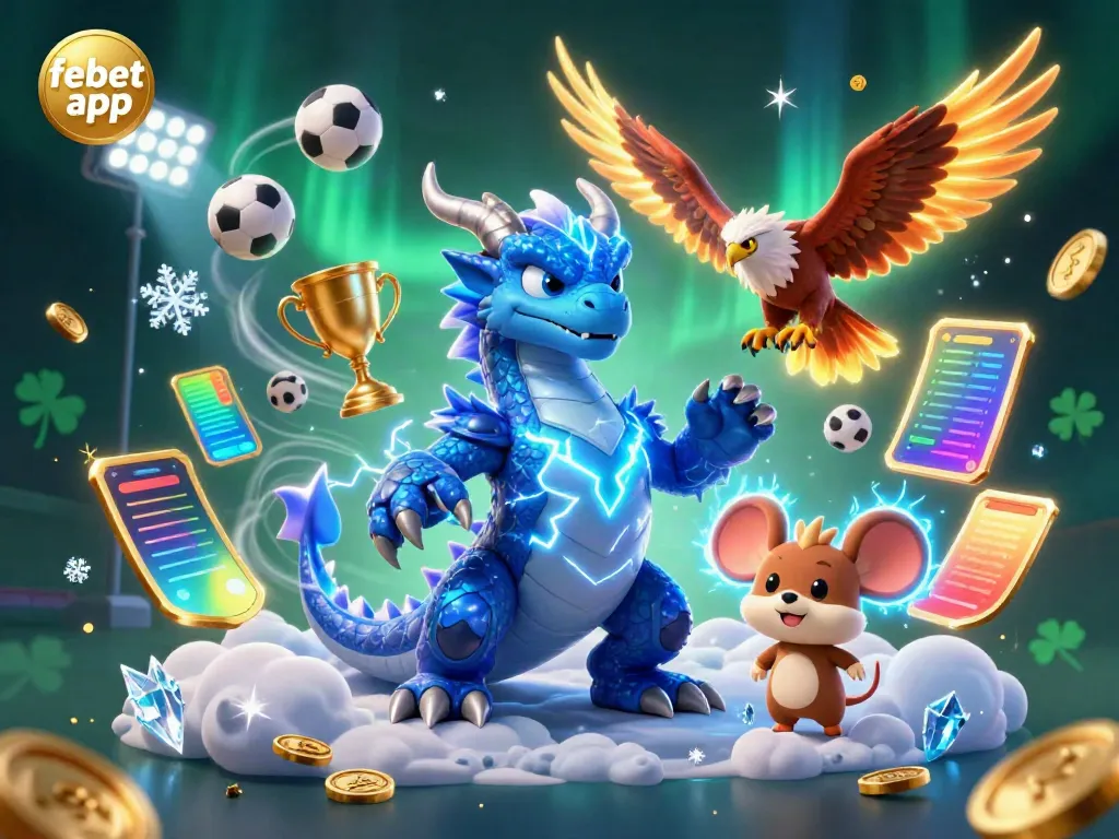 Experience the excitement of betting with the febet app in this vibrant 3D casino scene.