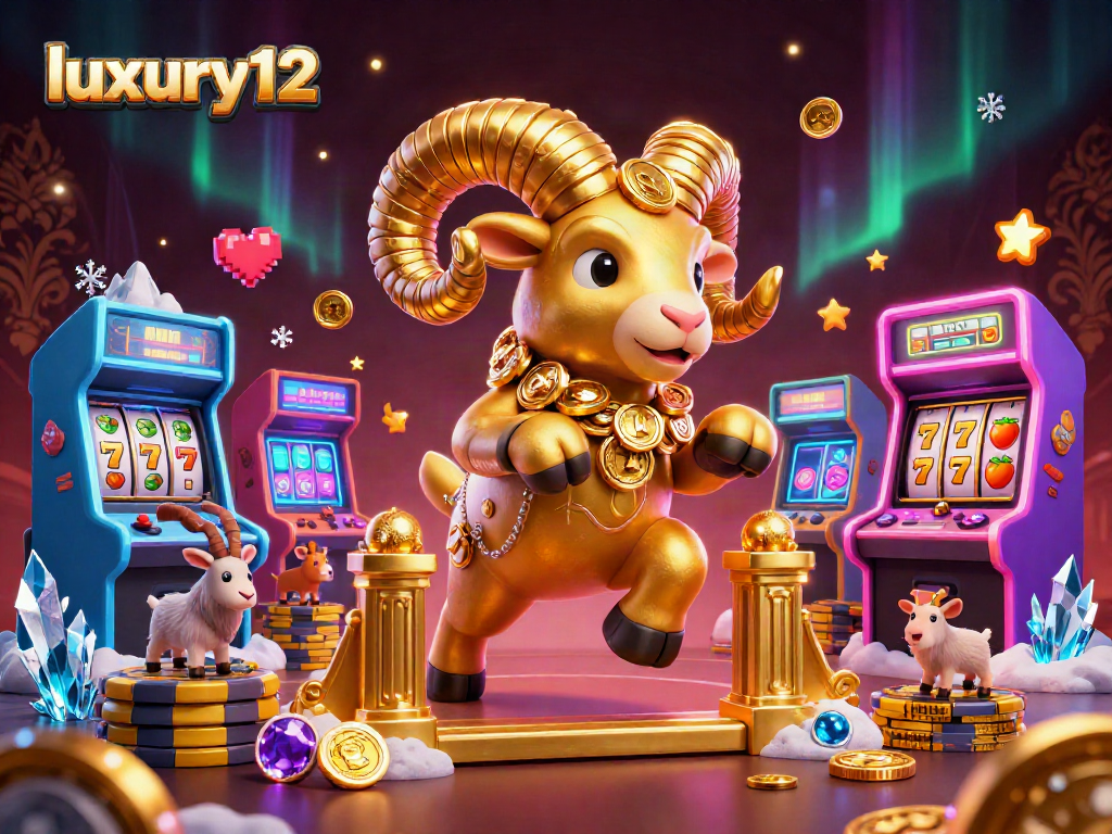 Experience luxury12 with dynamic, vibrant casino action featuring golden ram and arcade elements.