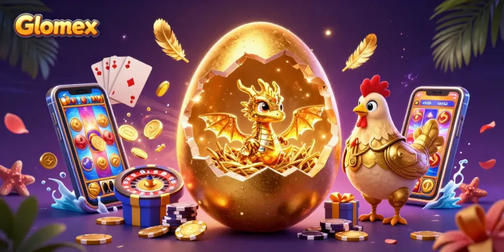 Experience the thrill of gaming with Glomex: golden dragon and lavish casino elements.