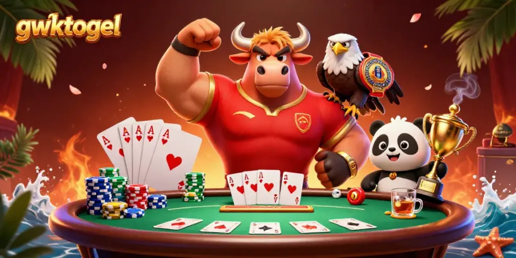 Gambarkan gwktogel dengan konten kasino yang dinamis dan penuh warna.