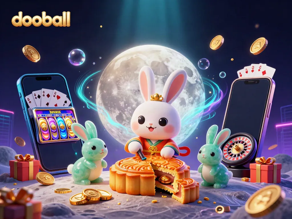 Engage in thrilling dooball action with this vibrant lunar scene featuring cartoon characters and gaming elements.