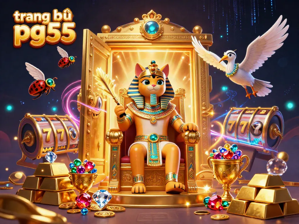Engage with the thrilling world of gaming on trang chủ pg55 featuring Egyptian-themed characters and casino elements.