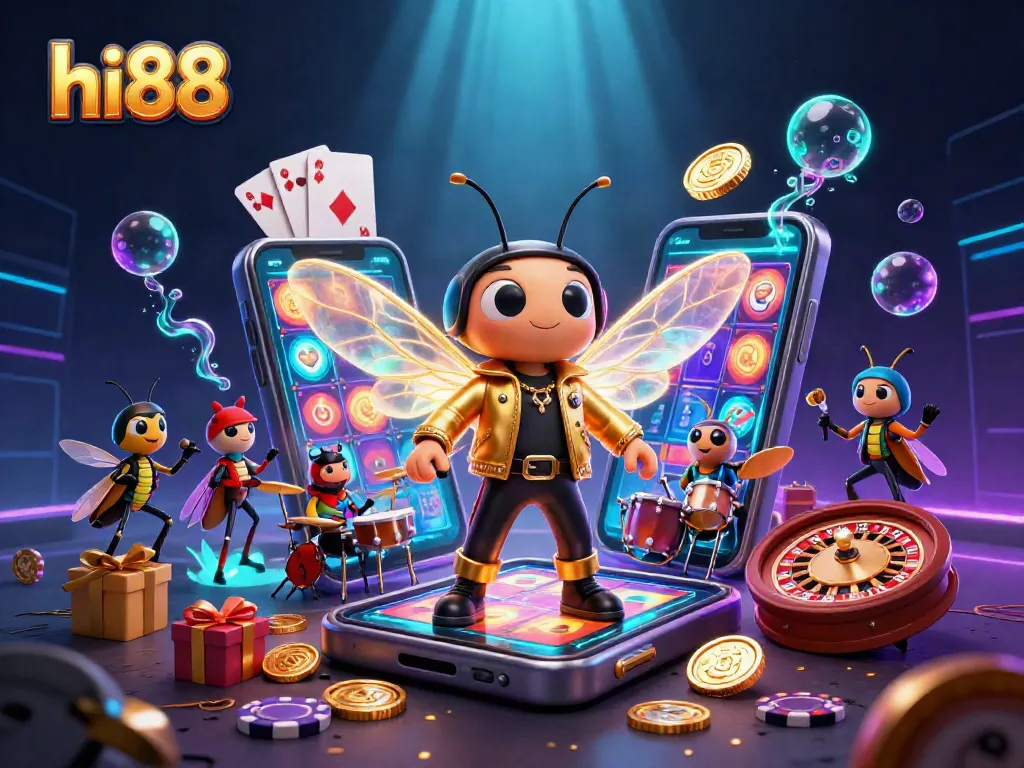 Engage in thrilling gameplay at hi88, showcasing vibrant slot games, exciting gameplay, and dynamic characters.