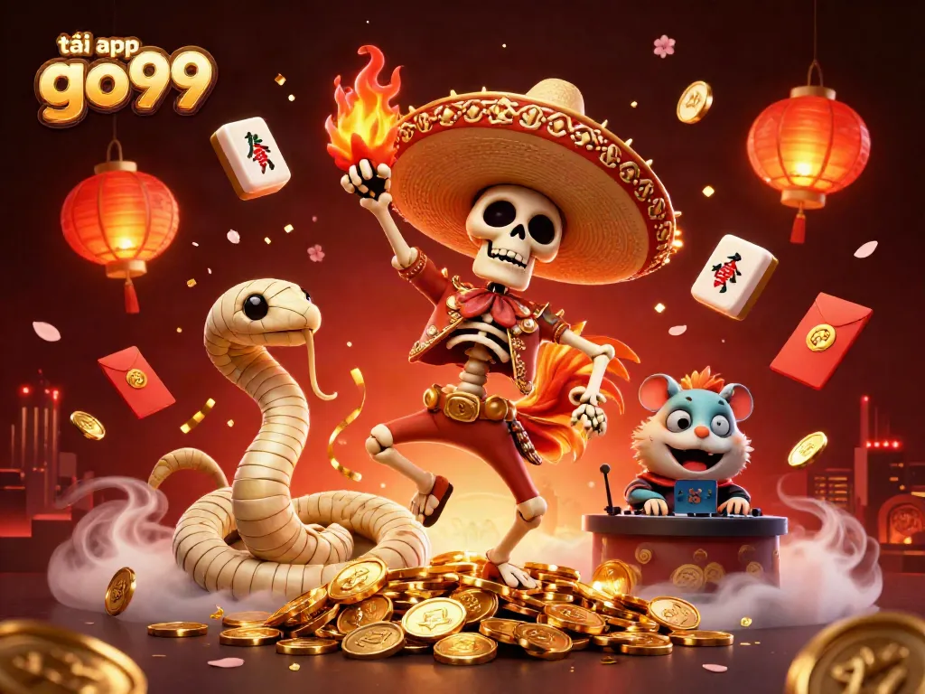 Experience the thrill of playing at GO99 with the vibrant characters and golden coins - tải app go99 now!