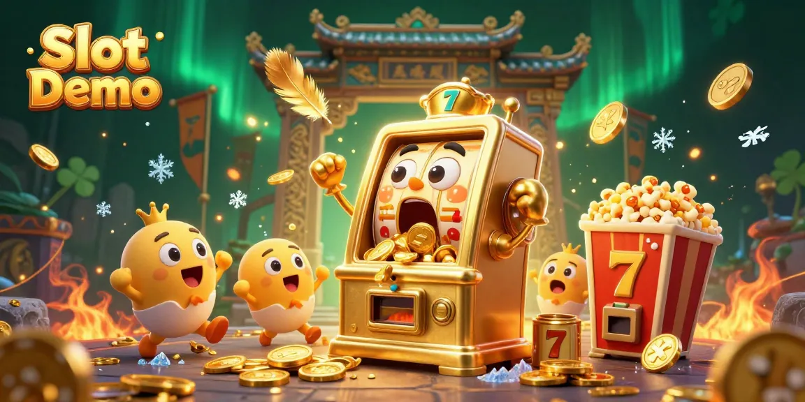 Play Slot Demo and experience exciting wins with animated, cheerful slot machines and golden coins.