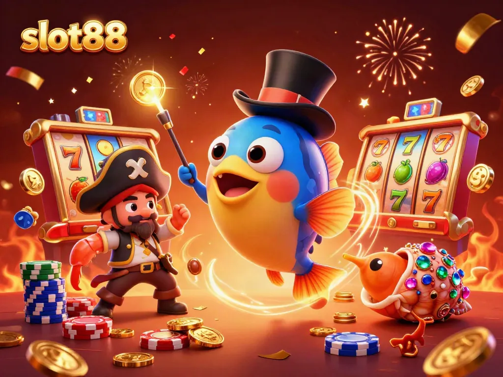 Menangkan slot88 dengan ikan angler kaya koin, udang pembajak, dan siput harta karun di latar belakang magis.