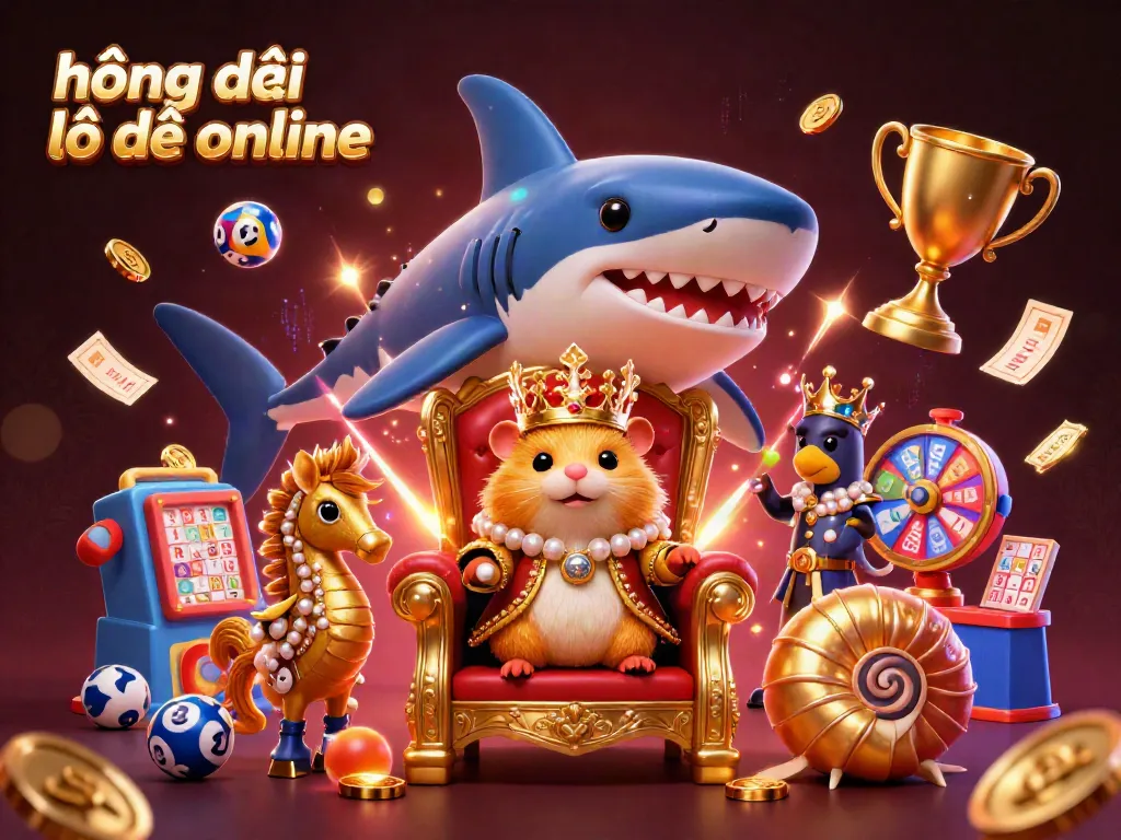 Engage with hướng dẫn lô đề online through this vibrant 3D illustration featuring casino elements and a whimsical character scene.