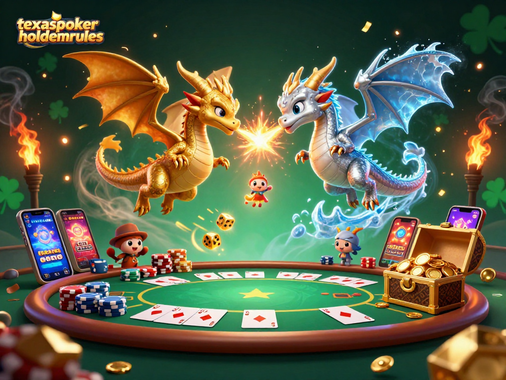 Experience thrilling strategy with texaspokerholdemrules as dragons soar amidst chips and royal flushes.