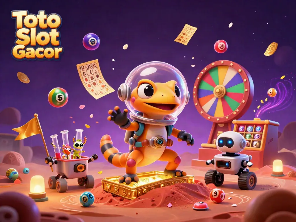 Gali peluang besar di Toto Slot Gacor dengan gecko alien dan kasino emas di Mars.