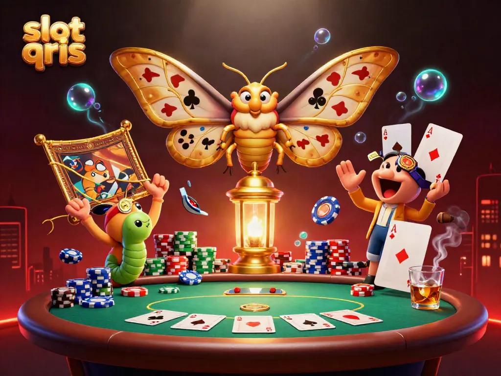 Menangkan permainan slot QRIS dengan ilustrasi kasino yang penuh aksi dan detail menarik.