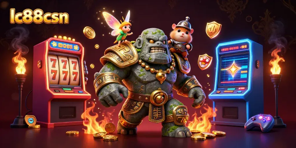 Spin and win at lc88csn with stunning 3D characters and vibrant slot game visuals.