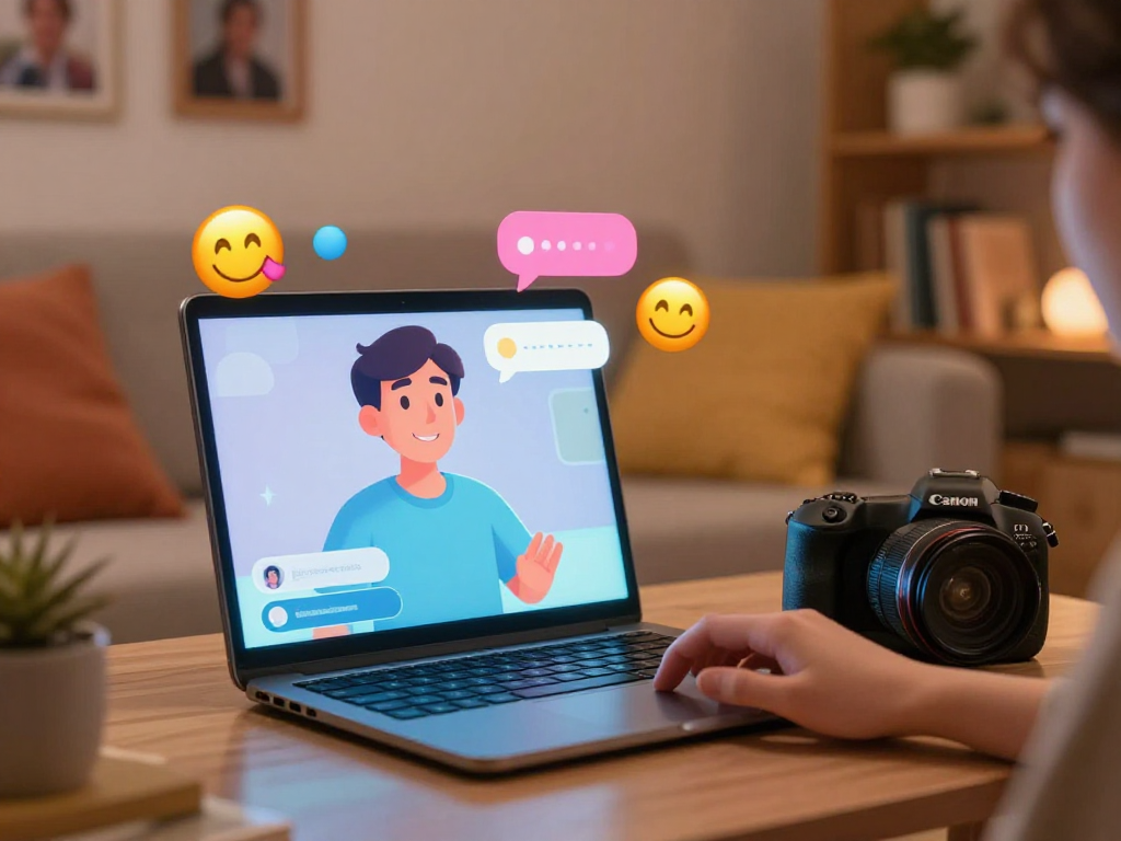 Engaging ai chat porn session in a cozy digital conversation setup.