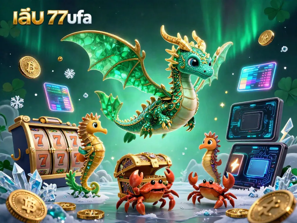Experience thrilling gaming action with เล่น 77ufa, featuring a vibrant underwater casino scene.