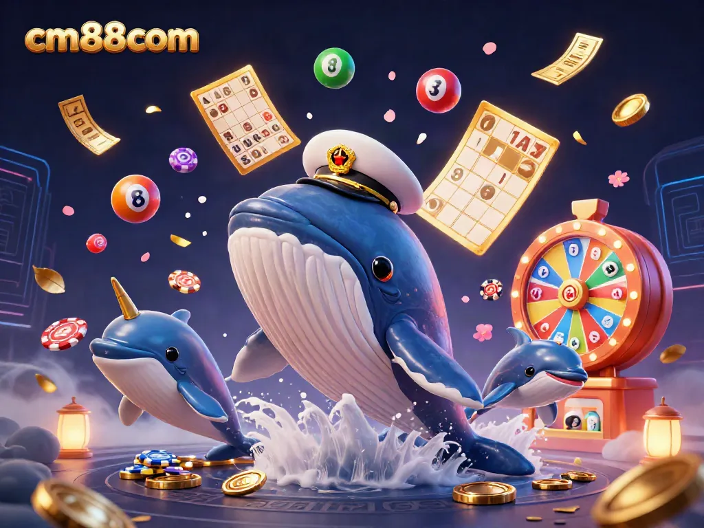 Join the fun at cm88com with a vibrant 3D casino scene featuring dynamic whales and playful dolphins!