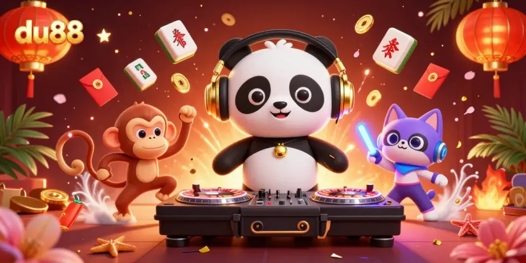 Experience vibrant gaming excitement at du88 with 3D characters and lively casino elements.