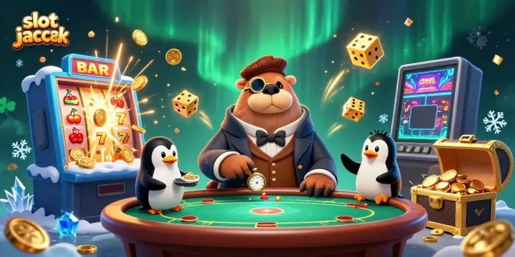 Menangkan slot jackpot dengan walrus lucu dan dealer penguin di meja poker bawah laut.