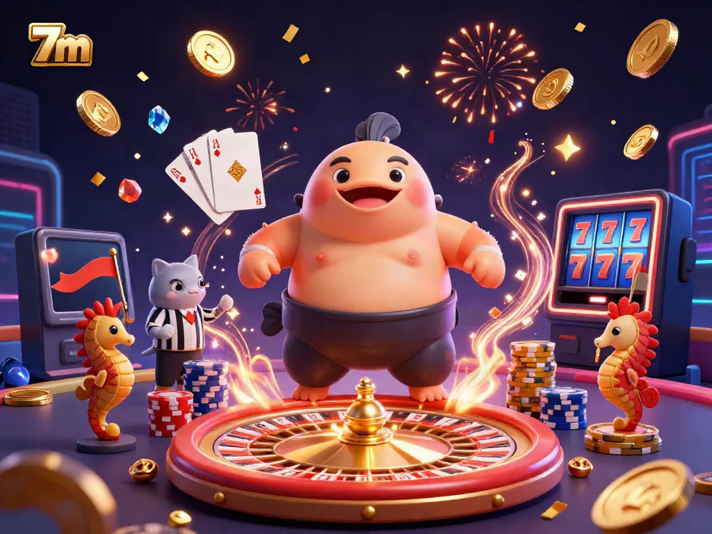 Engage in exciting gambling action with 7m as spectators cheer in an underwater casino setting.