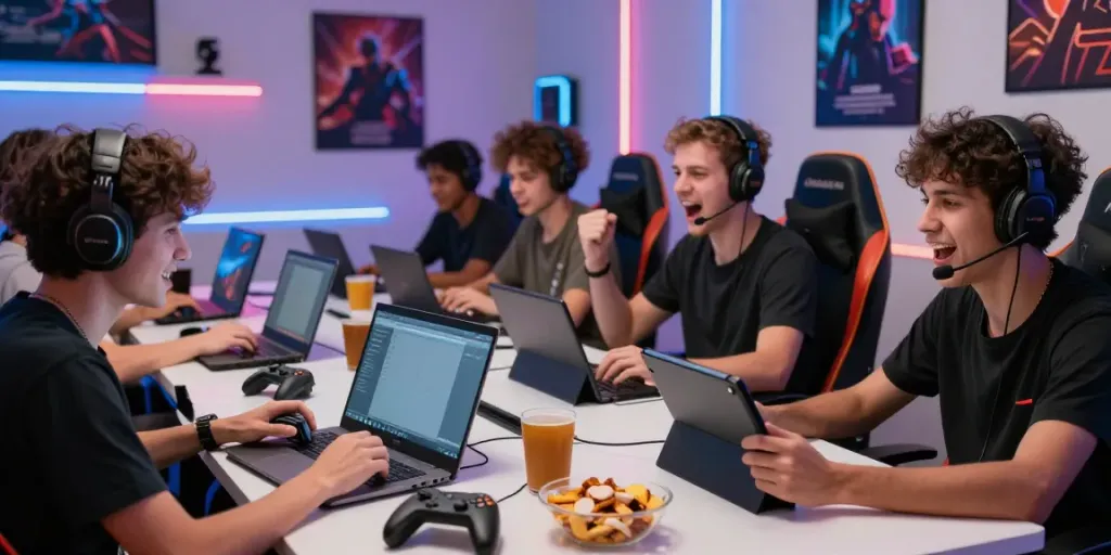 Players immersed in online games on various devices at temposlot.