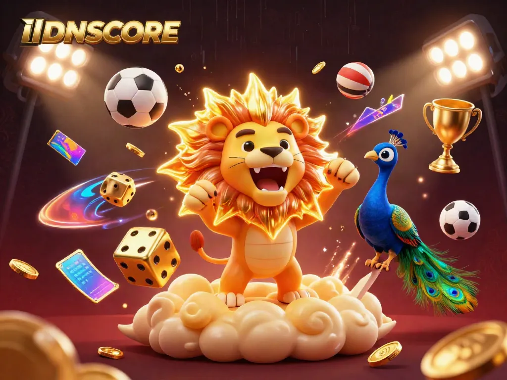 Experience thrilling sports betting with IDNSCORE featuring dynamic action and colorful elements.