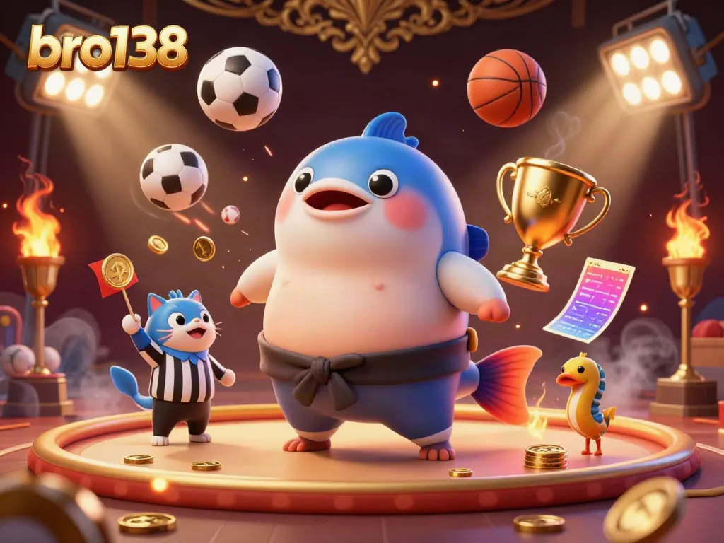 Experience top-rated gaming action with bro138 in this vibrant casino scene filled with dynamic elements.