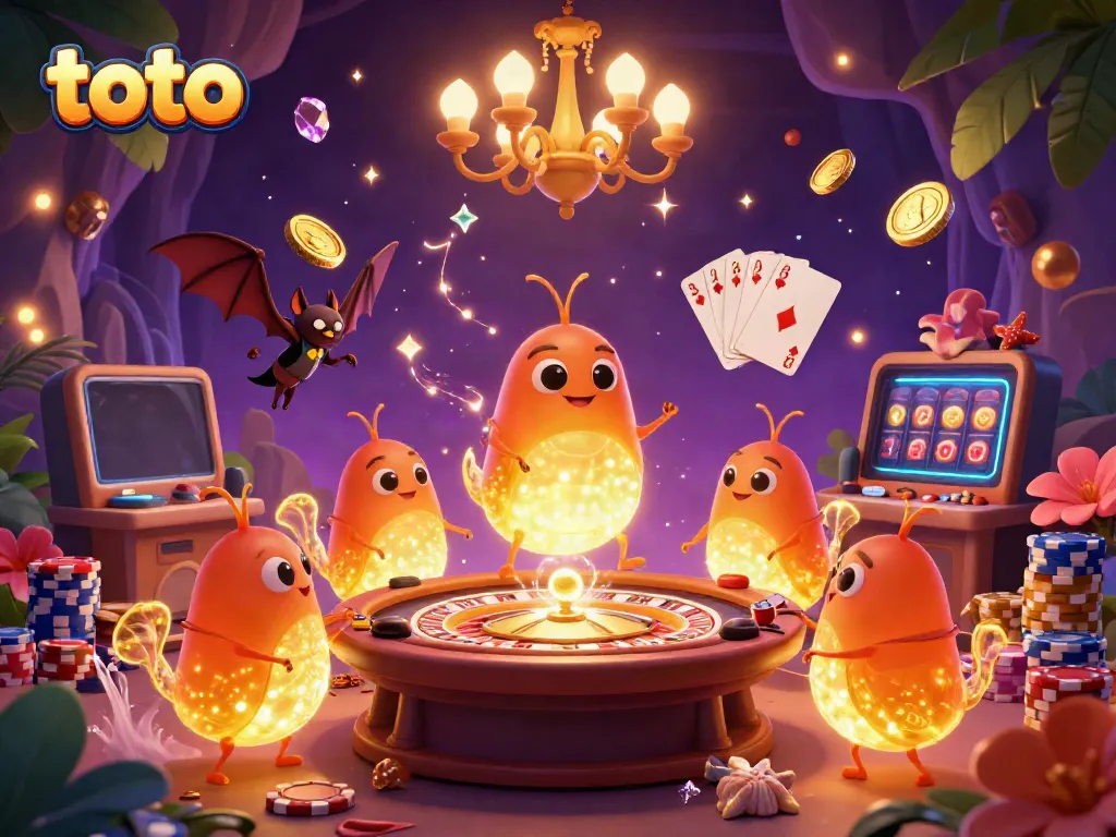 Experience winning strategies at the toto casino with vibrant glowworms lighting the game tables.